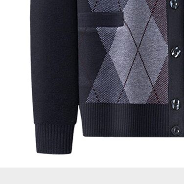 Кардиган чоловічий в аррані, з ґудзиками, в'язаний, з кишенями, темно-синій (M)