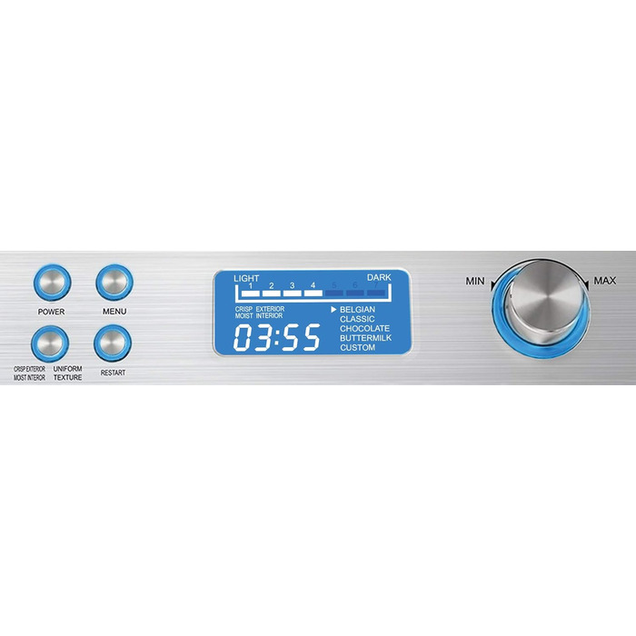 Вафельниця GASTROBACK 42424 Advanced Control, 1600 Вт, 5 програм, 7 рівнів підсмаження, LCD-дисплей, нержавіюча сталь, срібляста, одиночна