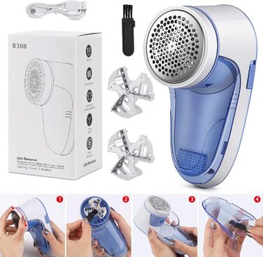 Електричний видалення ворсу для одягу, з USB-кабелем, змінна насадка, для пуловерів та вовни (зелений)