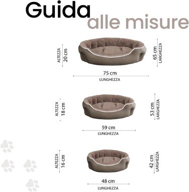 Лежанка для собак та котів Sogni E Capricci, сіра, 62 x 50 x 17 см (Creme, L 75 x B 65 x H 20 см, COCCOLE)