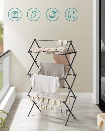 Стійка для сушіння білизни SONGMICS LLR770B01, складна, сталева, 37x75x135 см, для дому та вулиці