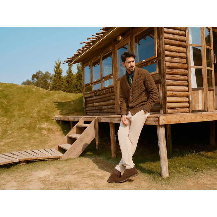 Кардиган чоловічий PJ PAUL JONES з коміром-шарфом, грубий в'язання, на ґудзиках (XL, Червоне верблюже)