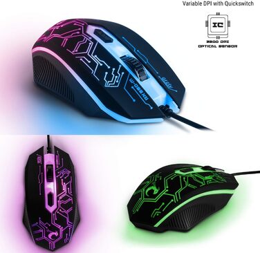 Ігровий набір Orzly RX250 4 в 1: клавіатура, миша, навушники та килимок для миші - RGB підсвічування, QWERTZ DE, чорний