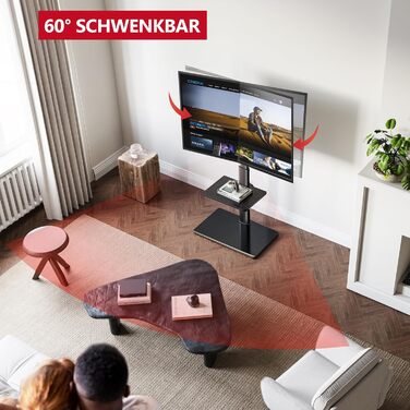 AOKCOS TV Stand - Adjustable Swivel & Tilt Floor Stand for 32-70 inch TVs (up to 40kg, VESA 400x400mm) - Black