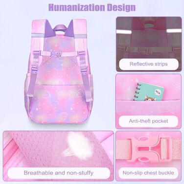 Дитячий рюкзак для школи для дівчаток, 2-15 років, рюкзак для підлітків, рюкзак для школи, рюкзак-трансформер, градієнт кольору фіолетовий