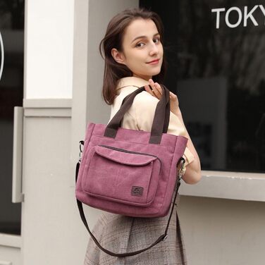 Сумка жіноча Canvas Hobo через плече, повсякденна крос-боді, пляжна сумка-тоут, багатофункціональна з відділеннями, вінтажна сумка для роботи, подорожей, університету (Ліловий)