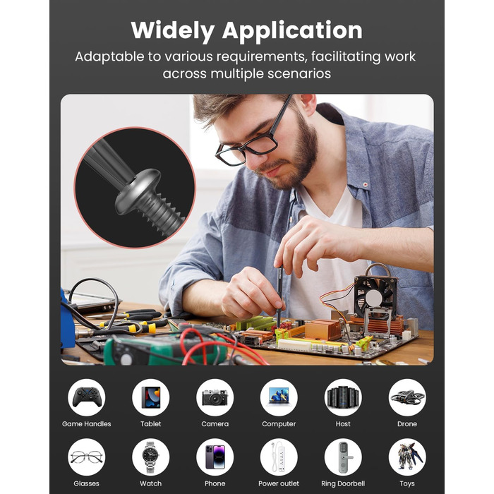 Електрична викрутка 36 в 1 Mini Electric Screwdriver set, акумуляторний набір з бітами H4, H6.3, 4 моменти, 1500mAh, інструмент для ремонту телефонів, окулярів, годинників, ноутбуків