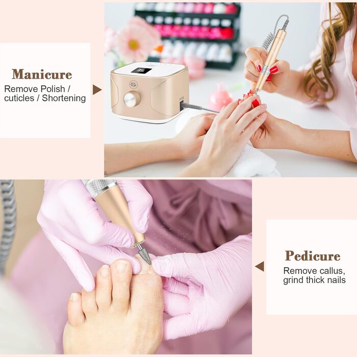 Електричний фрезер для нігтів Kredioo 11 в 1 з LED дисплеєм, 35000 об/хв, для манікюру та педикюру (манікюрний фрезер)