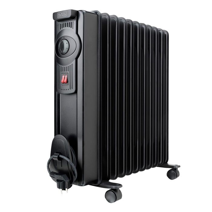 Масляний радіатор BLACK+DECKER BXRA2300E, 2300 Вт, 11 секцій, з термостатом та захистом від перегріву, чорний