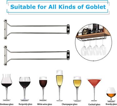 Підставка для келихів вина FWEEK (4 шт.) - рейлінг, кріплення для бару та кухні