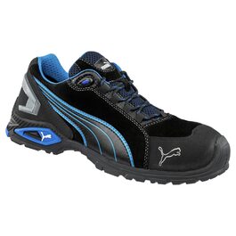 Робоче взуття PUMA SAFETY RIO BLACK LOW S3 SRC чорне, синьо-чорне для чоловіків, 43 EU, з алюмінієвою захисною капою та захистом від проколів