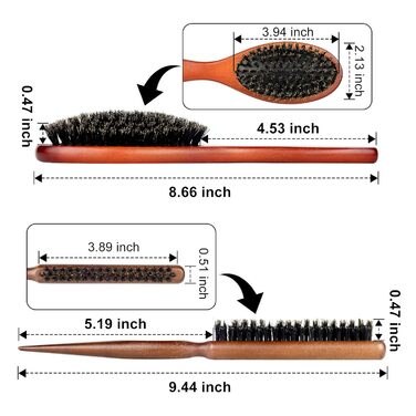 Дерев'яна щітка для волосся AISEELY з щетиною дикого кабана (2 шт.) - зменшує ламкість та пухнастість
