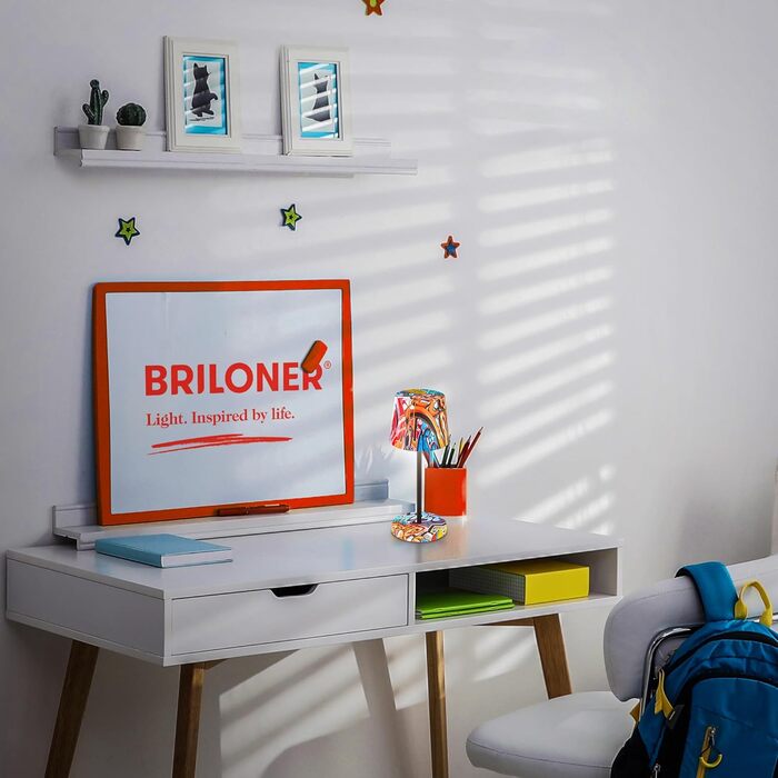 LED настільна лампа BRILONER бездротова, диммируемая, з торшером, для дому та кемпінгу, USB-C, тепле світло, Ø105x260 мм, з мотивом Graffiti