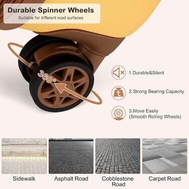 Чохол-валіза KONO з ABS-пластику, 65 x 42.5 x 25.5 см, з TSA-замком, білий, 24'M (жовтий, косметичка+20')