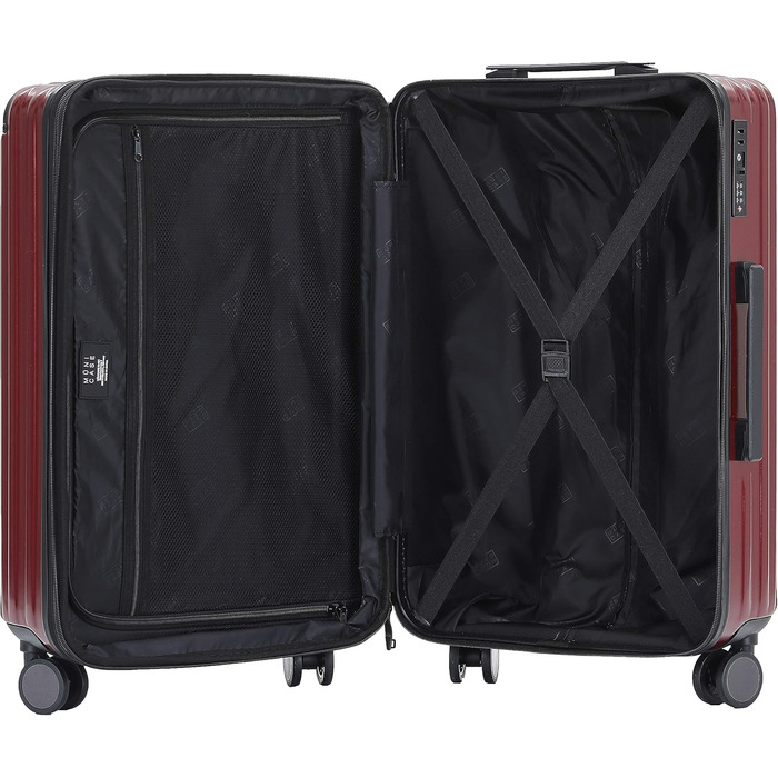 Чемодан з TSA замком, телескопічною ручкою, 4 колесами та жорстким корпусом (Вишневий, компактний)