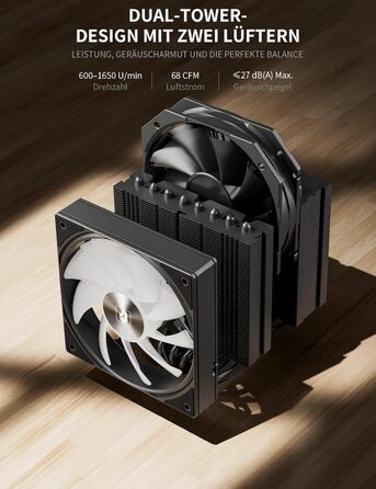 upHere UE2 Elite KC8C: Потужний кулер CPU з ARGB підсвічуванням (120мм, 8 heatpipes, 280W) для AM5/AM4/AM3, Intel 1851/1700/115x/1200