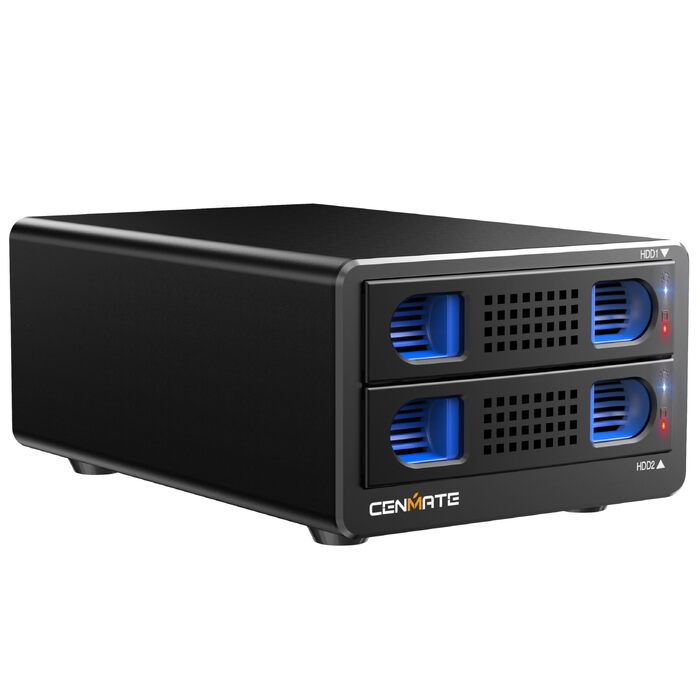 Зовнішній корпус для HDD/SSD CENMATE 802TC, 2 слоти 2.5/3.5 SATA, 10Gbps, USB 3.2 Type-A/C, з охолодженням та Hot Swap
