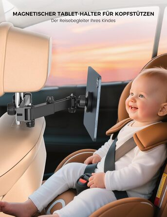 Автотримач для планшета OHLPRO: магнітний, регульований (48см), універсальний для iPad, смартфонів, Switch. З металевими кільцями