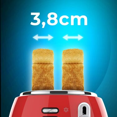 Тостер Cecotec Toaster 2 Scheiben Toast&Taste 1000 Retro Double: 980 Вт, 2 слоти, нержавіюча сталь, регулювання потужності, піддон для крихт (червоний)