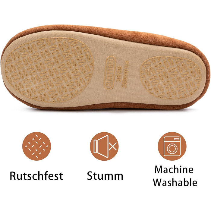 Жіночі халапи з бавовни з закритим носком - Зручна антиковзна підошва, дихаючі для дому, Колір: Коричневий, Розмір: 40/41 EU