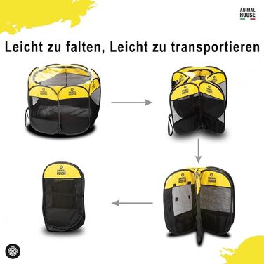 Складаний водовідштовхуючий загін для цуценят, собак, котів та кроликів Animal House: універсальний та портативний, для дому, 74 x 74 x 43 (Жовтий, маленький)