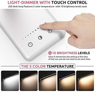 LED лампа настільна дитяча регульована рожева з акумулятором 2500mAh, 5 кольорів, 10 рівнів яскравості, сенсорне управління, складана