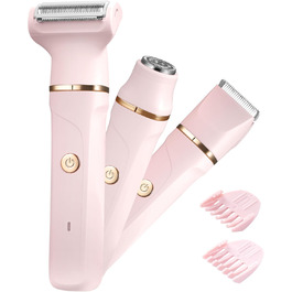 Електричний жіночий тример 3-в-1 для тіла та обличчя, водонепроникний, рожевий