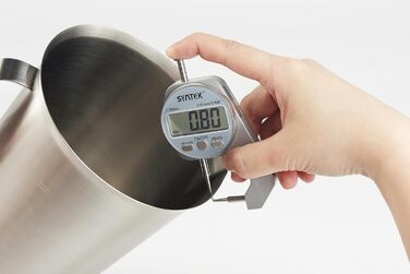 CURTA stainless steel measuring cup, 2L measuring cup, stainless steel milk frothing pitcher with markings, types of markings including ml, oz, and cup…