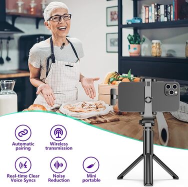 Беспроводной микрофон-зарядка Lavalier USB-C 2 в 1 для iPhone, шумоподавление KI, мини-микрофон для видеоблогинга, видео, подкастов, интервью, TikTok, YouTube - Черный (2 TX + 1 RX) (2 Mic для iOS)