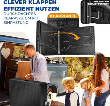 Складний обідній стіл KESSER® 183x76 см, ротанг, для кемпінгу, саду, тераси, балкона, 6 осіб, антрацит