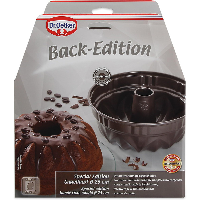 Dr. Oetker Gugelhupf 25 cm Baking Mold BACK-EDITION, round baking pan with leak-proof rim, Bundt pan with non-stick coating (Color: Brown), Quantity: 1 piece