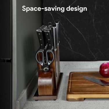 Набір кухонних ножів Piklohas 17 предметів з блоком, професійний набір з підставкою з дерева, з дамастним візерунком, з точилкою