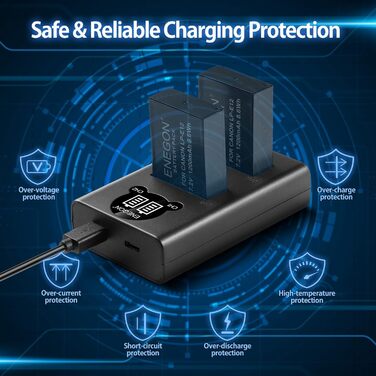 Акумулятор ENEGON LP-E12 1200mAh для Canon EOS M50, M50 Mark II, M, M2, M10, M100, M200, Rebel SL1, 100D, Kiss X7, PowerShot SX70 HS
