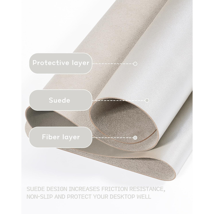 Підкладка для столу YSAGi, килимок для миші з шкіри та антиковзким замшевим покриттям, багатофункціональна підкладка для офісу, ноутбука, захист столу для офісу/домашнього офісу (80x40 см) (Шампань, 90*43 см)