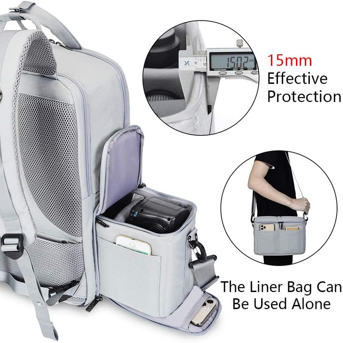 CADeN Рюкзак для камери: водонепроникний, антикрадійний, відділення для ноутбука 15.6'', для DSLR Canon, Nikon, Sony