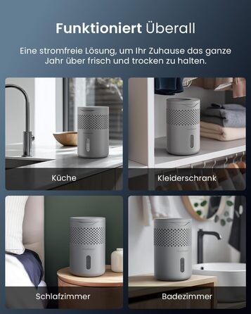 Pro Breeze Osmo: Безшумний осушувач повітря для дому, спальні, шафи, авто. Таблетка 700г (до 100 днів). Колір: сірий