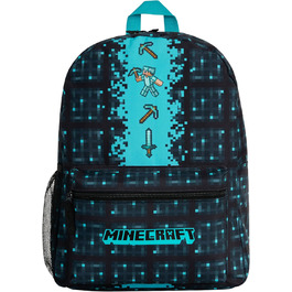 Рюкзак Minecraft для дітей, шкільний ранець з сітчастою кишенею та м'якими лямками - подарунок для хлопчиків, блакитний