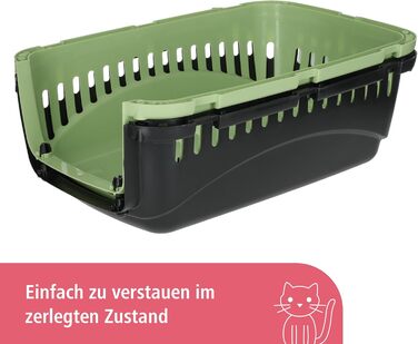 Kerbl Pet Transportbox Expedion: переноска для тварин 45x30x30 см, для котів, собак, кроликів до 10 кг, пластик, зелено-темно-сіра