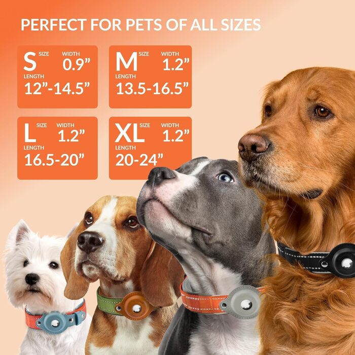 Нашийник для Apple AirTag для собак CollarDirect, світловідбиваючий, зелений, розмір L (42-51 см)