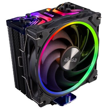 Akasa SOHO H4 Plus: Кулер для CPU з RGB підсвічуванням, 120mm, тихий вентилятор, теплові трубки з міді, 185W, чорний, підтримка Intel LGA 1851/20XX/1700/1200/115X; AMD AM4/AM5 Ryzen