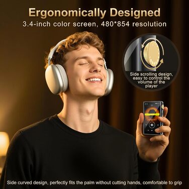 HiFi MP3 плеєр ZAQE з Bluetooth та WiFi, Android 12, Lossless DSD DAC, підтримка Flac, 64GB карта пам'яті (до 512GB), чорний