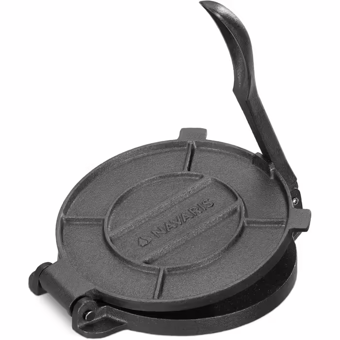 Navaris Cast Iron Tortilla Press Ø20cm - Taco Maker Tortilla Press - for homemade Roti Naan Wraps Quesadilla Pita - manual dough pressing machine
