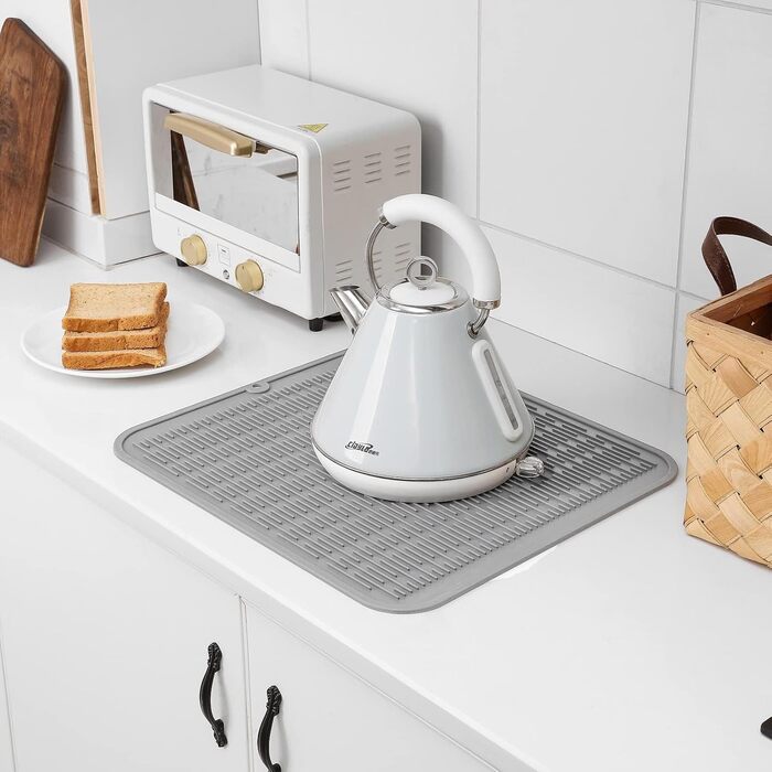 Силиконова килимок для сушіння посуду - килимок для посуду, BPA-free, стійкий до високих температур, антиковзний, сірий, 60 x 40 см