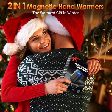 Електричні грілки для рук 2 шт. - подарунок для чоловіків на Різдво. Зігрівачі для активного відпочинку, походів, гольфу. Магнітні, акумуляторні, чорного кольору.