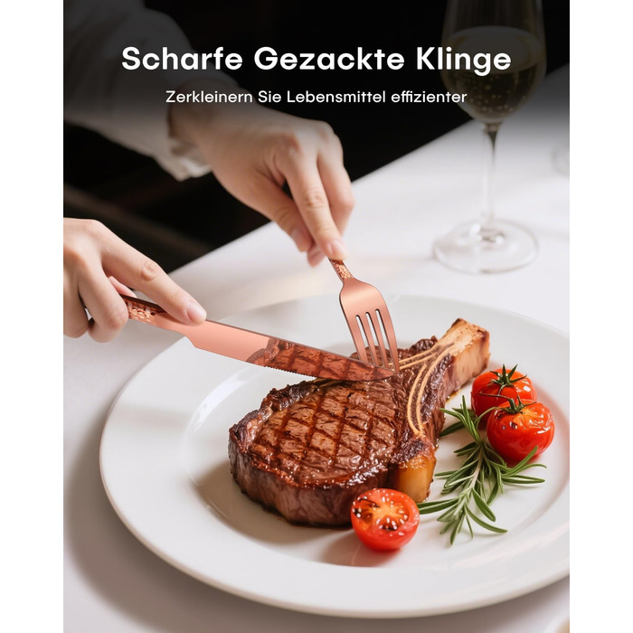 Набір столових приборів Honkku на 6 осіб, чорний, з нержавіючої сталі, з об'ємними ручками, 30 предметів
