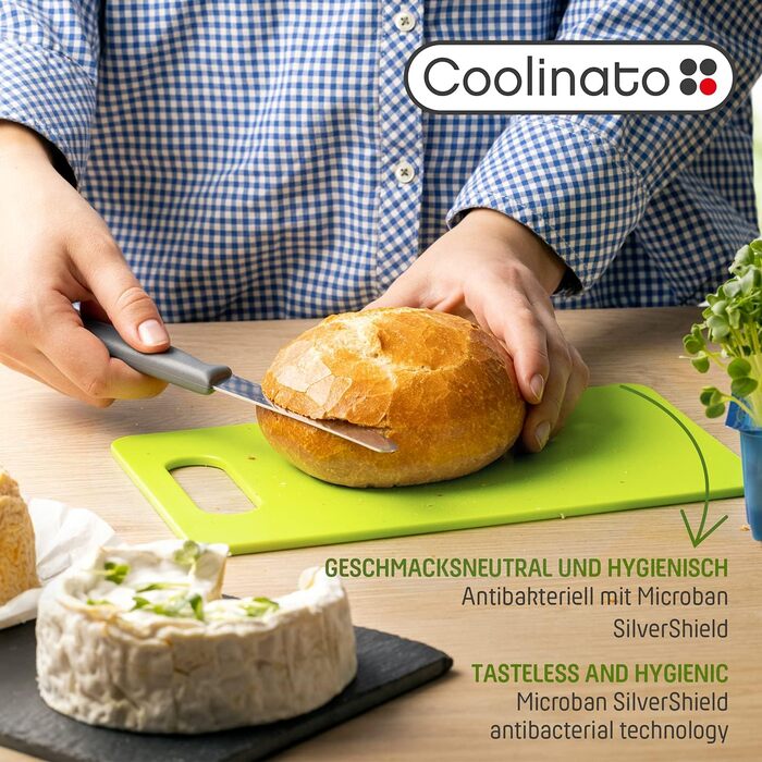 Набір кухонних дощок Coolinato з пластику сірого кольору (3 шт.) S/M/L - антибактеріальні, з жолобком для соку, неслизькі кутики та ручки. 3 розміри для гігієнічного розділення. Можна мити в посудомийній машині.