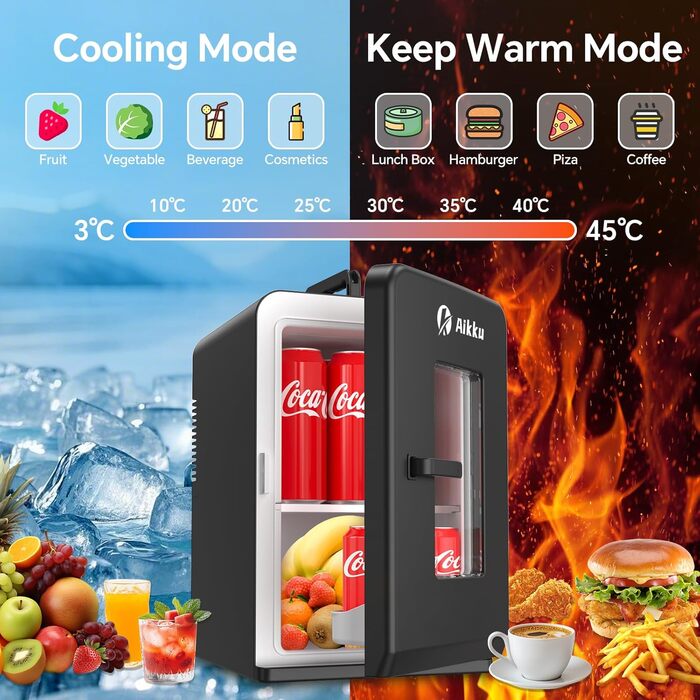 Міні холодильник 2 в 1 з охолодженням та нагріванням, 15L, 12V/220V, для дому, авто, офісу, чорний