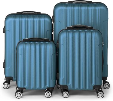 Набір валіз LEADZM 4 шт., дорожній набір, валізи з ABS-пластику з телескопічною ручкою, ручна поклажа (Морська синя)