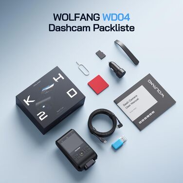 Dashcam WOLFANG Mini 2.5K 1440P WiFi з SD 32GB: Нічне Бачення, Широкий Кут 170°, WDR, Паркувальний Режим, G-Sensor, Циклічна Запис