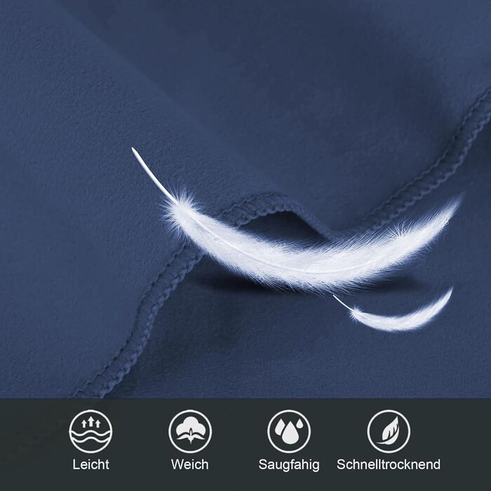 Набір з 3 рушників з мікрофібри: великий 180x90 см та 2 маленькі 80x40 см. Швидковисихаючі рушники з мікрофібри для спорту, подорожей, басейну та пляжу (темно-синій)